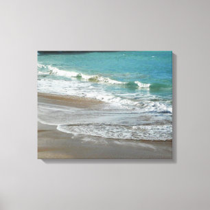 Waves Lapping on the Beach Turquoise Blue Ocean Canvas Print