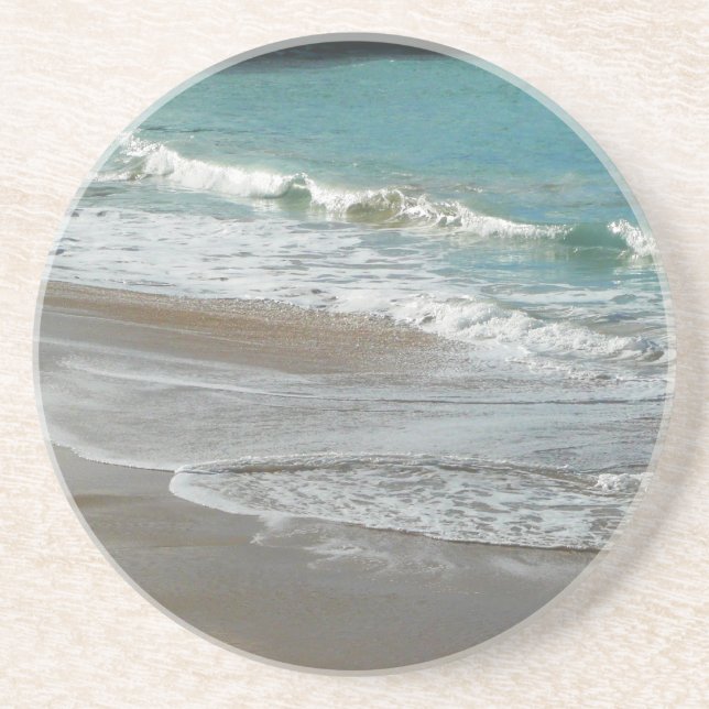 Waves Lapping on the Beach Turquoise Blue Ocean Coaster (Front)