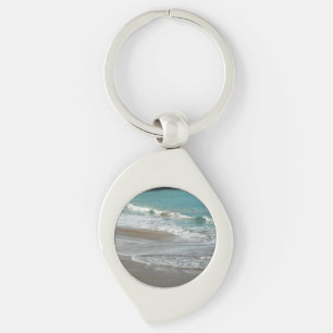 Waves Lapping on the Beach Turquoise Blue Ocean Keychain