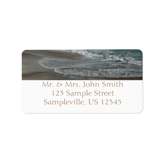 Waves Lapping on the Beach Turquoise Blue Ocean Label (Front)