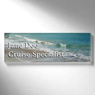 Waves Lapping on the Beach Turquoise Blue Ocean Name Tag