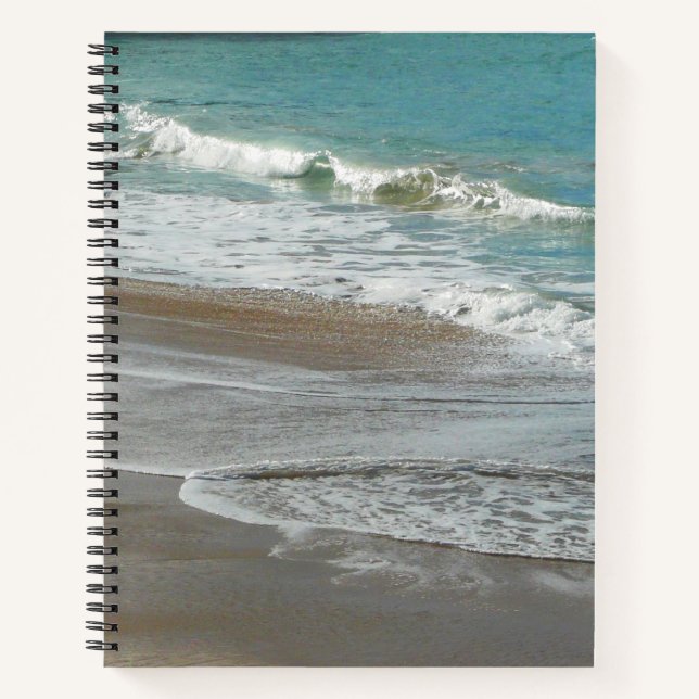 Waves Lapping on the Beach Turquoise Blue Ocean Notebook (Front)