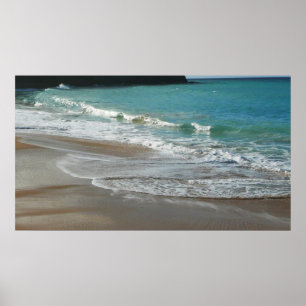 Waves Lapping on the Beach Turquoise Blue Ocean Poster