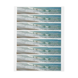 Waves Lapping on the Beach Turquoise Blue Ocean Wrap Around Label