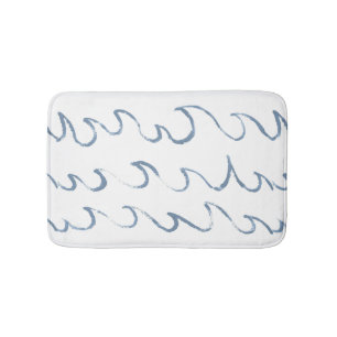 Waves Minimal Abstract Hand Drawn Sea Pattern   Bath Mat
