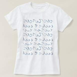 Waves Minimal Abstract Hand Drawn Sea Pattern Swim T-Shirt