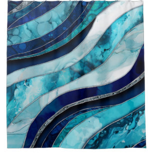 Waves - Mixed Media Blue Abstract