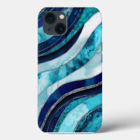 Waves - Mixed Media Blue Abstract