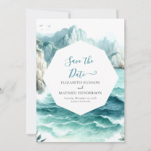 Waves Modern Nautical Wedding  Save The Date