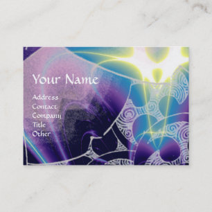 WAVES MONOGRAM, bright light purple blue Business Card
