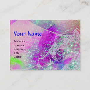 WAVES MONOGRAM, bright purple green blue pink Business Card