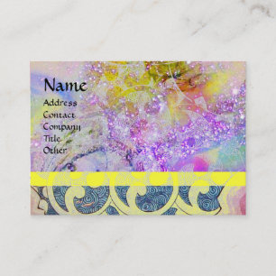 WAVES Monogram, bright purple yellow blue green Business Card