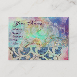 WAVES MONOGRAM , vibrant,pink  blue violet Business Card