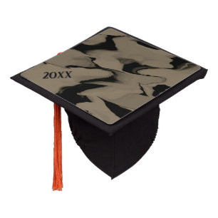 Waves of Black and Brown Graduation Cap Topper