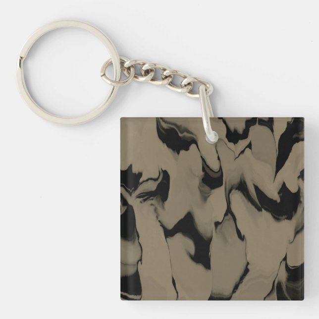 Waves of Black and Brown Keychain (Front)