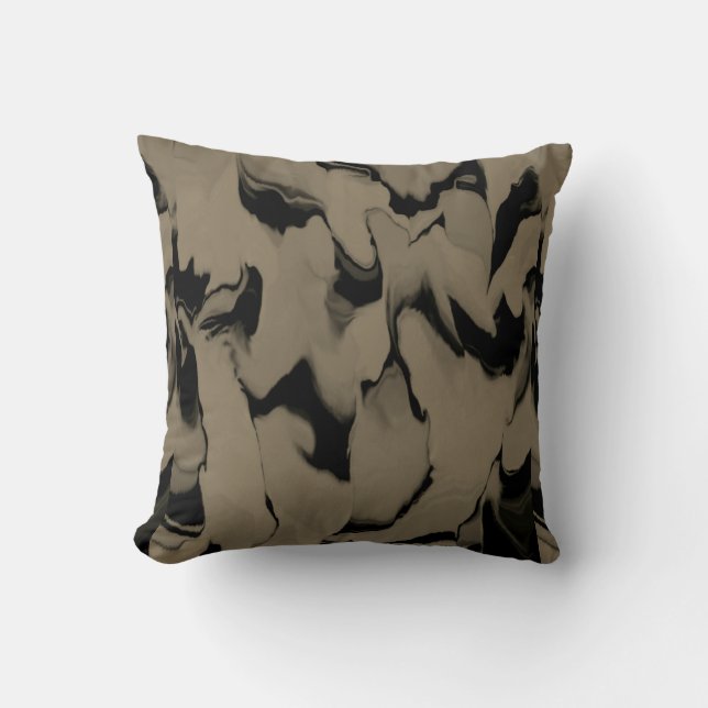 Waves of Black and Brown Throw Pillow (Front)