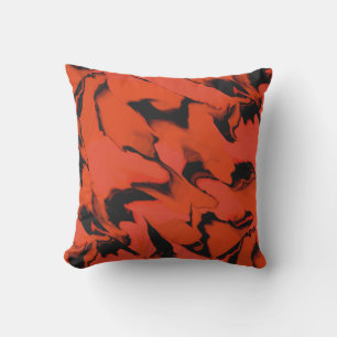 Waves of Black and Red Outdoor Pillow