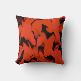 Waves of Black and Red Throw Pillow