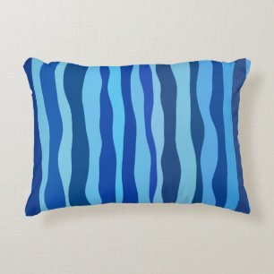 Waves of Blue Cyan Navy Cobalt Sky Blue  Accent Pillow