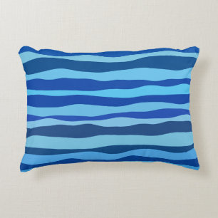 Waves of Blue Cyan Navy Cobalt Sky Blue  Accent Pillow