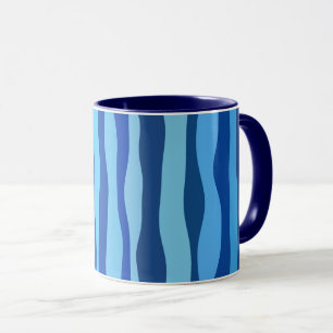 Waves of Blue Cyan Navy Cobalt Sky Blue Mug