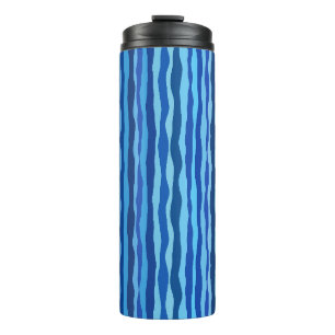 Waves of Blue Cyan Navy Cobalt Sky Blue Thermal Tumbler