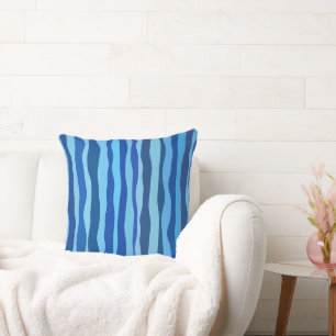 Waves of Blue Cyan Navy Cobalt Sky Blue  Throw Pillow