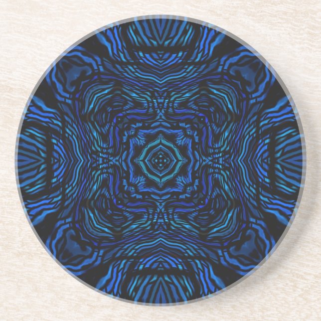 Waves of  Blue Sandstone Coaster by Julie Everhart (Front)