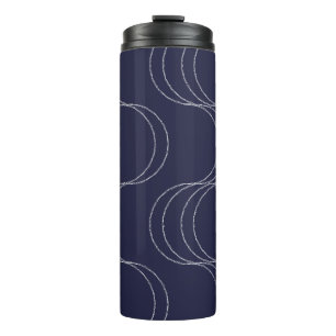 Waves of Calm Midnight Blue Silver Mist Thermal Tumbler