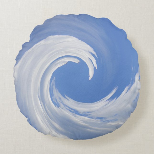 Waves of Clouds..... Round Pillow (Front)