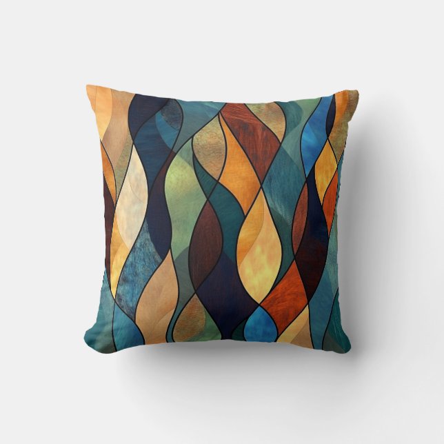 Waves of Colour Throw Pillow (Front)