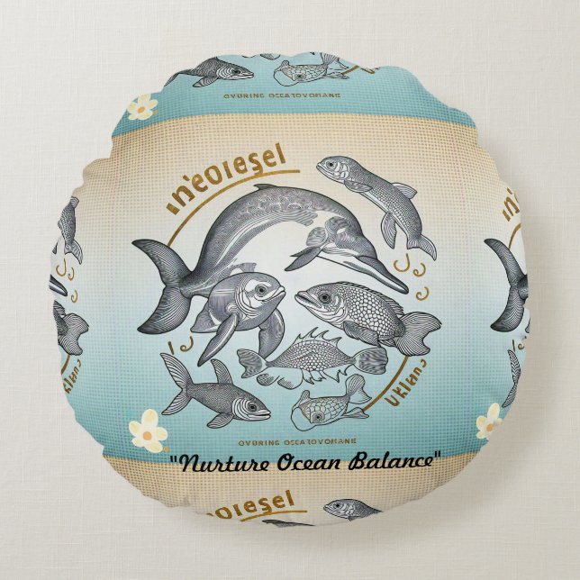 "Waves of Destruction" Round Pillow (Front)