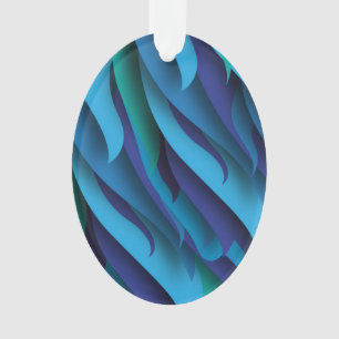 Waves of Different Colors of Blue to Green Ornament