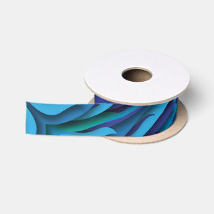 Waves of Different Colors of Blue to Green Satin Ribbon