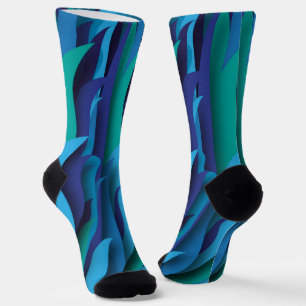 Waves of Different Colors of Blue to Green Socks