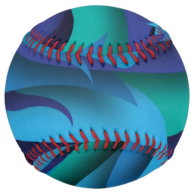 Waves of Different Colors of Blue to Green Softball (Front)