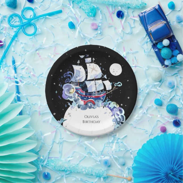 Waves of Fun Pirate Birthday Paper Plate (Party)