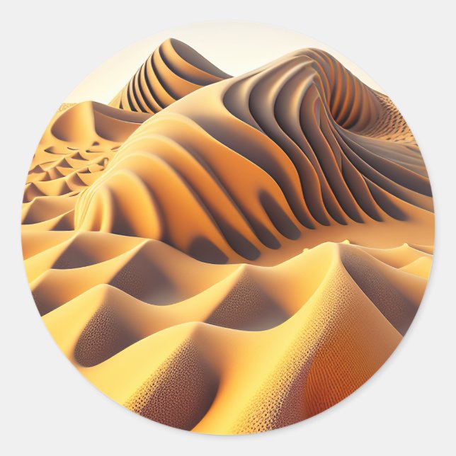 Waves of Gold Classic Round Sticker (Front)