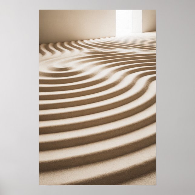 Waves of Serenity – Minimalist Sand Pattern Poster (Front)