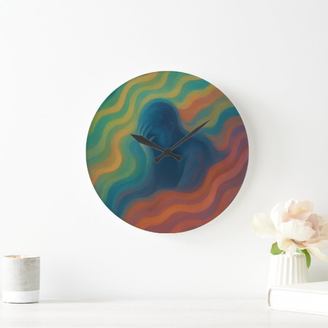 Waves of Thought Abstract Expression Large Clock (Home)