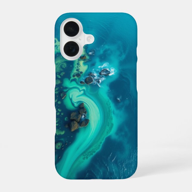 Waves of Tranquillity: A Peaceful View iPhone 16 Case (Back)