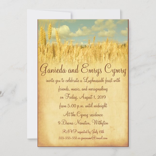 Waves of Wheat Lughnasadh Invitation (Front)