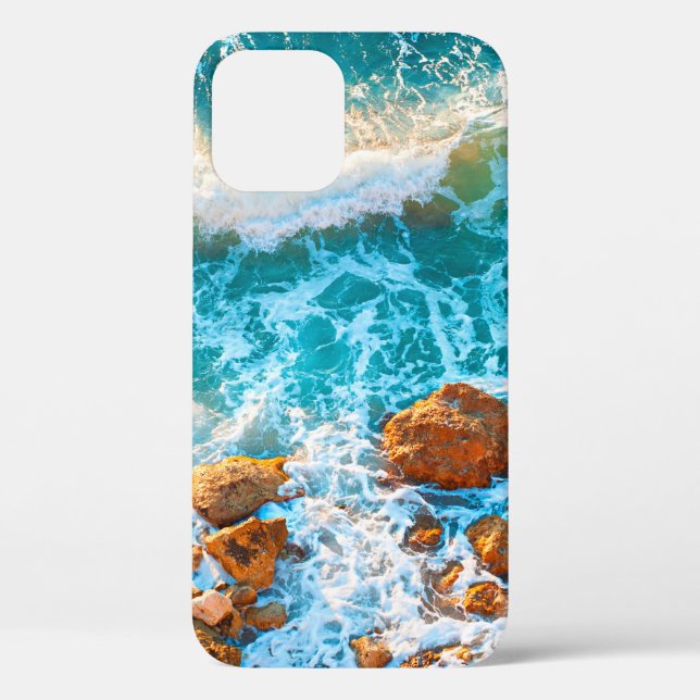 Waves on a rocky beach at sunset. Aerial viewbeach Case-Mate iPhone Case (Back)