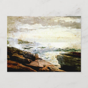 Waves on a Rocky Coast, artwork by Winslow Homer Postcard