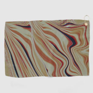 Waves on mixed base in greyish ochre orange brown  golf towel