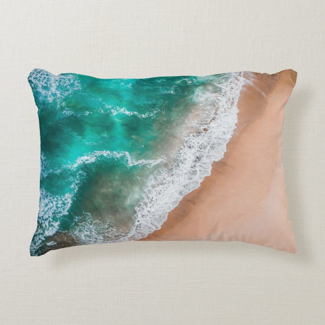 Waves on Sandy Beach  Accent Pillow (Front)