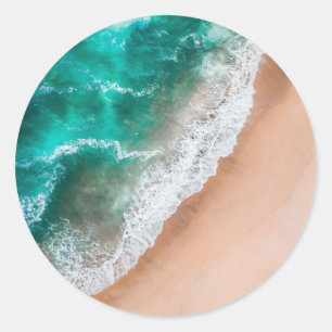 Waves on Sandy Beach  Classic Round Sticker