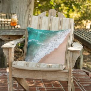 Waves on Sandy Beach  Outdoor Pillow