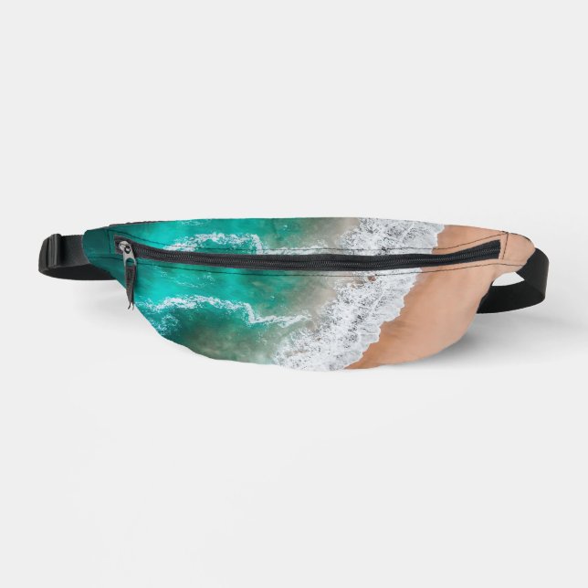 Waves on Sandy Beach Personal Fanny Pack (Front)