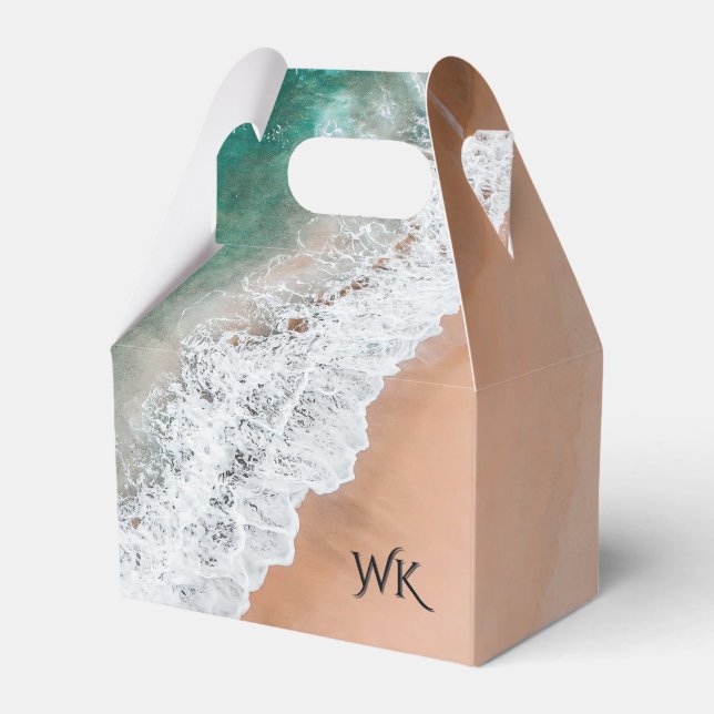 Waves on Sandy Beach Personal Favor Box (Front Side)